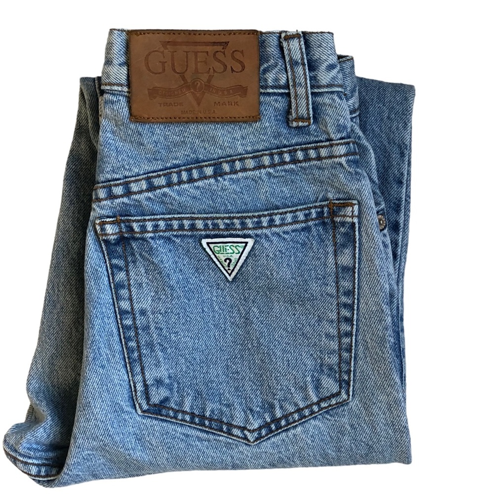 Vintage 90s Guess Jeans High Rise Faded Distressed Straight Leg Jeans